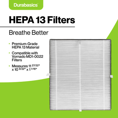 Durabasics 2 Pack of HEPA Filters for Vornado AC500, Vornado PCO200, Vornado Filter AC300, Vornado Filter Replacement, Vornado Air Purifier Replacement Filters and Other MD1-0022 Filter Vornado Models